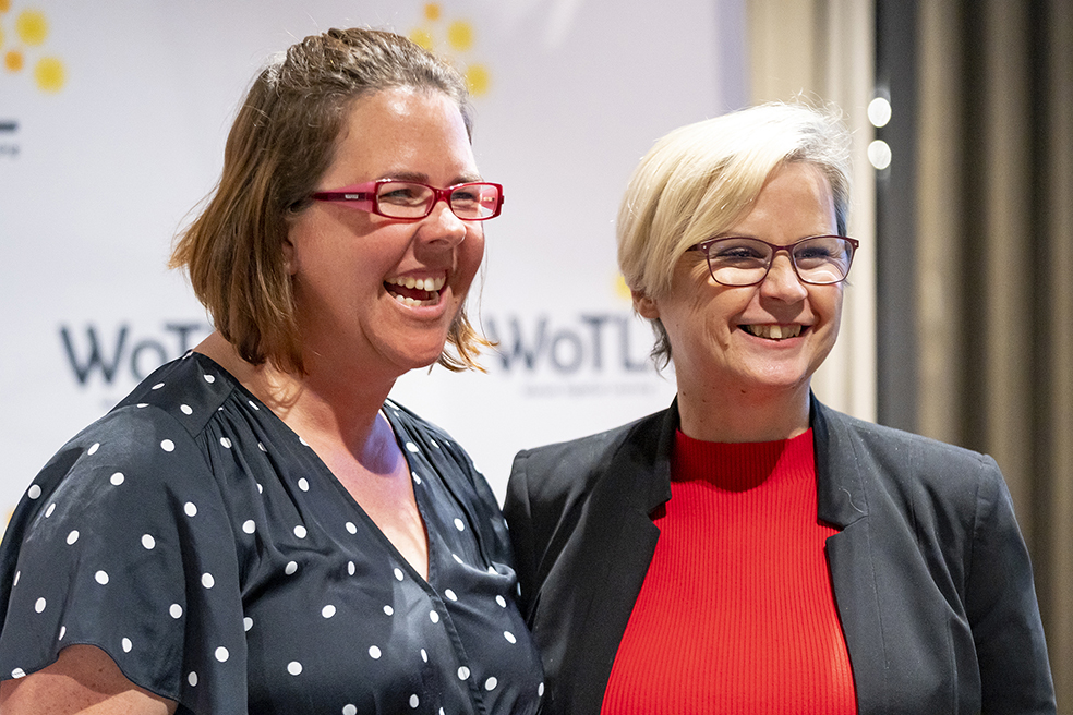 Paige Cross, Stepping into Leadership graduate, with Minister Clare Scriven